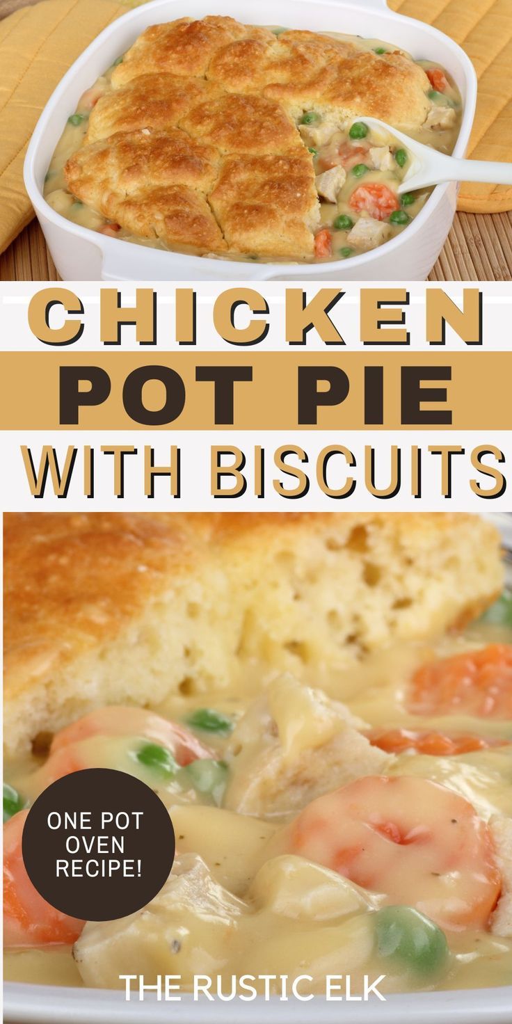 chicken pot pie with biscuits on the side