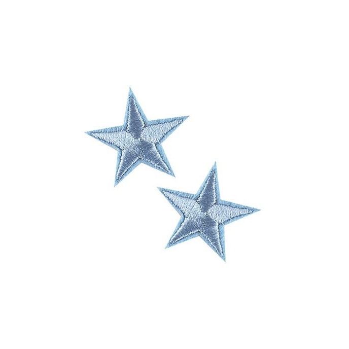 two blue stars are shown against a white background