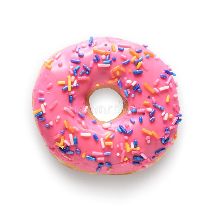 a pink frosted donut with sprinkles on it