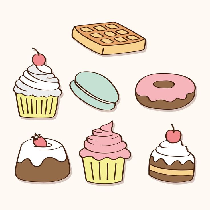 a bunch of different types of cupcakes on a white background with the words donuts written below them