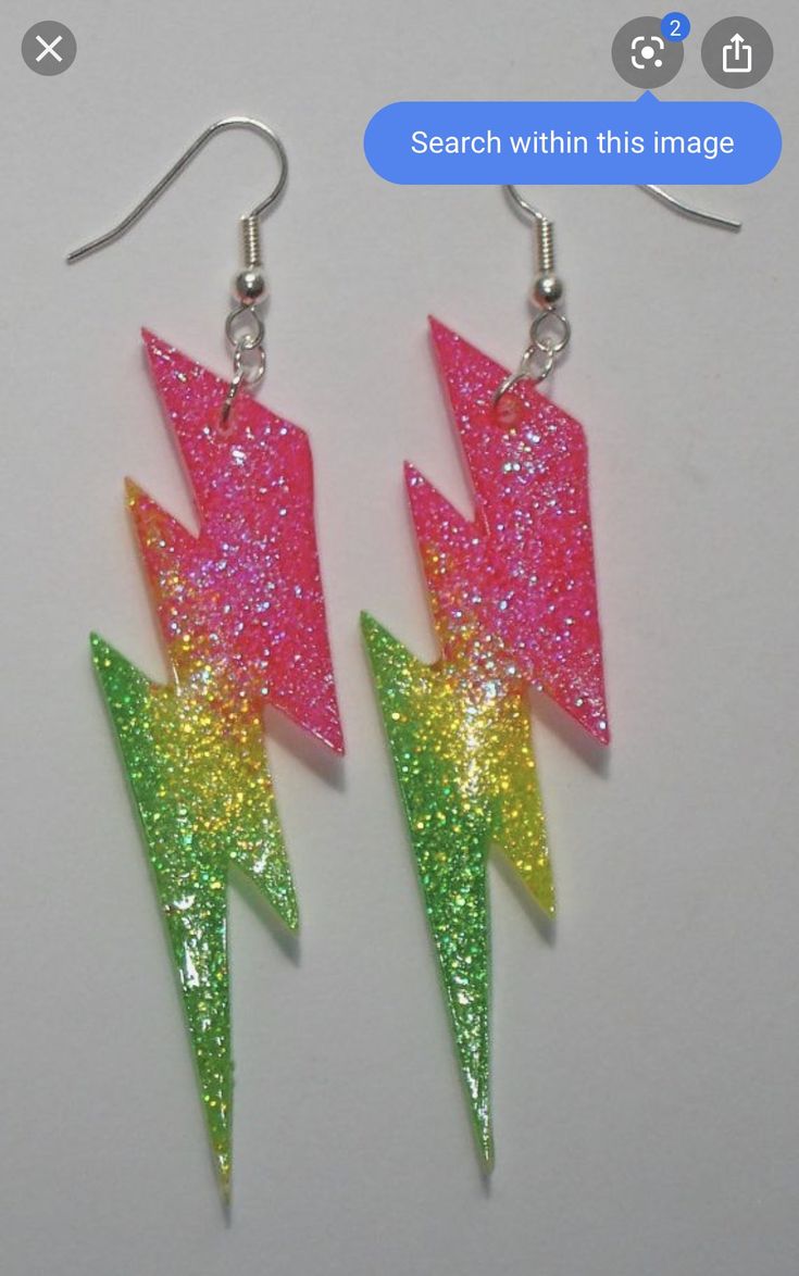 Rainbow Lightning, 80s Accessories, 80s Jewelry, 80s Theme, Jem And The Holograms, Funky Earrings, Neon Rainbow, Resin Earrings, Fun Earrings