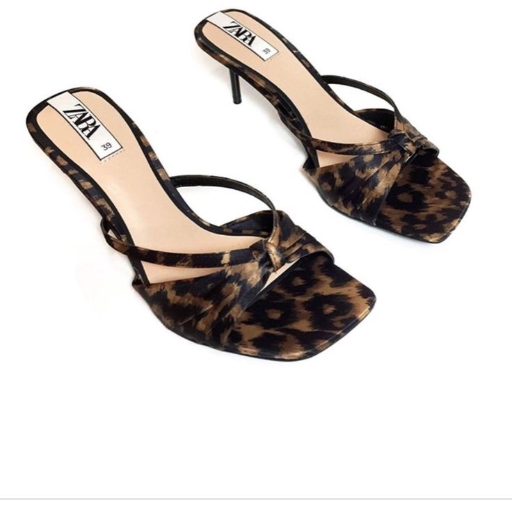 Zara Animal Print Sandals -Animal Print Fabric Straps,Also On Part Of Insole -Nicely Done Black Shiny Heels,Little Over 2.5” H,Heels Not Damaged,There Are What Looks Like Minor Surface Difference,Bought Like That, Tried To Capture In Pic -Size 39,Us 8 -Gift Shiny Heels, Animal Print Sandals, Black Patent Loafers, Cheetah Print Heels, Denim Heels, Zara Heels, Zara Boots, Velvet Pumps, Leopard Print Heels