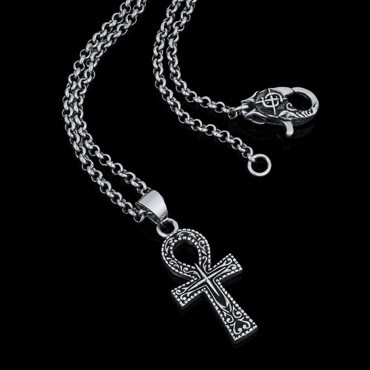 The Ankh symbol or “Key of Life”, is an Ancient Egyptian symbol that represents eternal life. Handcrafted from solid silver its unique design is also associated with protection and good fortune to those who possess it. Handcrafted Sterling Silver pendant and clasp. Comes on a 55cm x 2.5mm gauge stainless-steel cable-chain. The Ankh, Ankh Symbol, Key Of Life, Ancient Egyptian Symbols, Egyptian Symbols, Stainless Steel Cable, Blue Tigers Eye, White Agate, Eternal Life