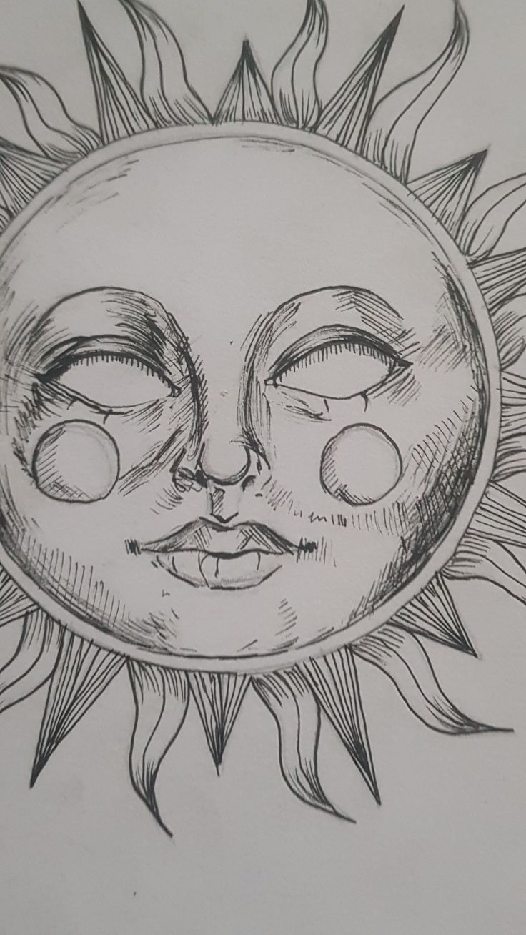 a drawing of a sun with two eyes