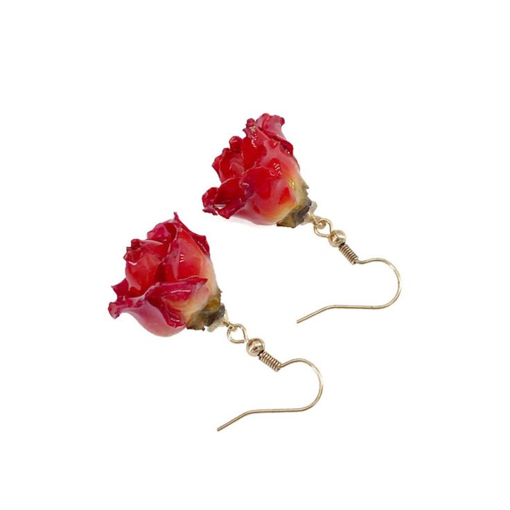 Valentine's Day Rose Gold Flower Earrings, Rose Flower Earrings As Gift, Rose Flower Earrings For Gift, Rose Red Flower Earrings With Rose Design, Flower Shaped Rose Earrings For Gift, Rose Design Flower Earrings In Rose Gold, Rose Red Flower-shaped Earrings With Rose Design, Rose Gold Pressed Flower Earrings, Rose-colored Flower Earrings For Valentine's Day