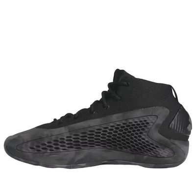 Take your game to the next level with the adidas AE 1. This performance-focused shoe boasts a sleek black and charcoal colorway, ideal for dominating the court. The mid-top design provides enhanced ankle support, while the Lightstrike cushioning ensures a comfortable and responsive ride. A BOOST midsole delivers superior energy return for explosive movements, propelling you towards victory. The durable rubber outsole offers exceptional traction on any court surface. Gray Basketball Shoes With Boost Midsole For Training, Grey Basketball Shoes With Boost Midsole For Training, Mid-top Basketball Shoes With Boost Midsole For Training, Gray High-top Basketball Shoes For Training, Adidas High-top Running Sneakers With Boost Midsole, Black Mesh High-top Sneakers With Boost Midsole, Black Adidas Mesh Sneakers, Black Adidas Logo Mesh Sneakers, High-top Slip-resistant Training Basketball Shoes