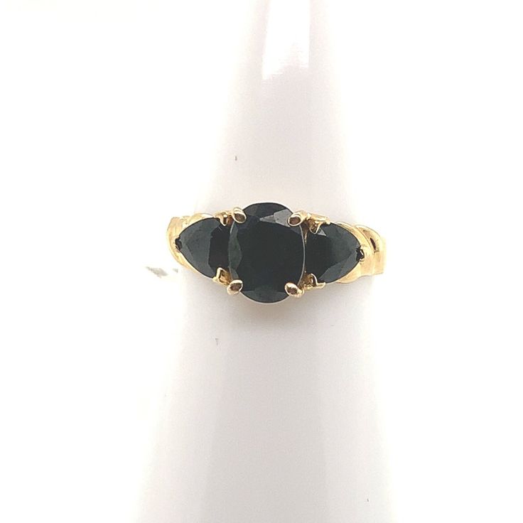 14kt yellow gold and 3-stone sapphire ring. These sapphires are extremely dark and look black until the light hits them. Very deep color. Please reach out if you have any questions! John Hardy Bracelet, Black Sapphire Ring, Old Watches, Black Sapphire, Etsy Gold Ring, Star Sapphire, Star Ring, Beautiful Watches, Deep Colors