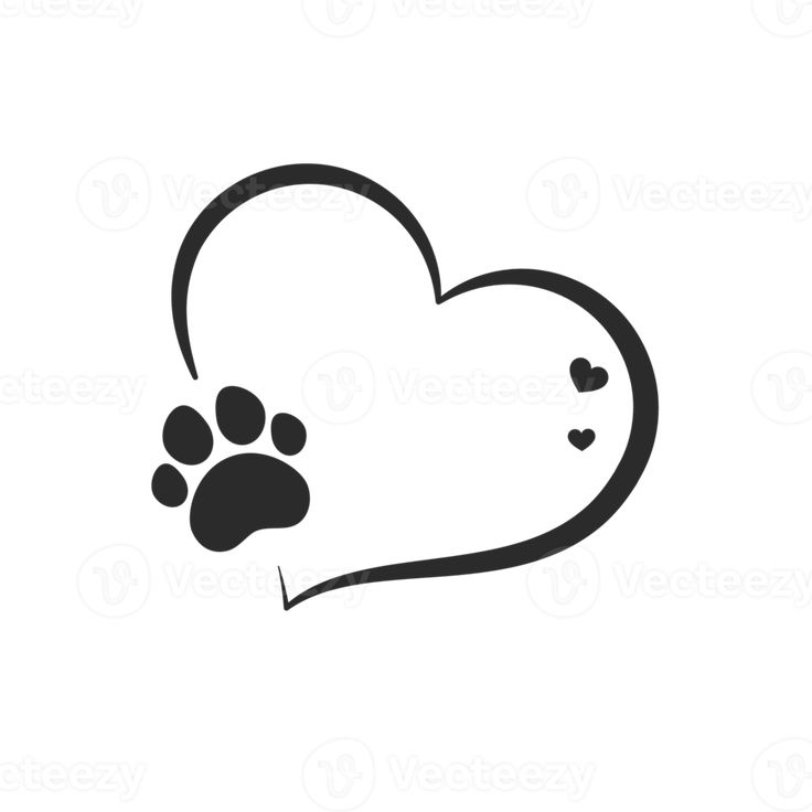 a heart shaped paw print with hearts in the shape of a dog's paw