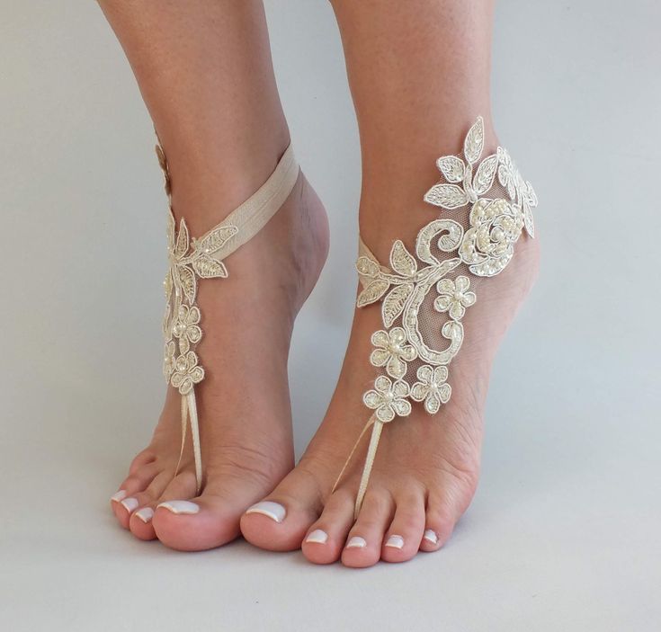 6 COLOR Champagne/ Blush Pink/ Blue / Black / White / Ivory Barefoot sandals for beach wedding. Bridal accessory, Beach wedding photo shoots, Custom photo shoots, Gift for Bridesmaids, Anniversary, Birthday gift. Designed with high quality French lace. It is completely handmade. * Handmade * First quality French lace * Elastic Band * Product is for 1 pair 2 pieces * Shipping: * Product ready for shipment * Order placed and sent immediately * All products are express shipping ( FedEx or TNT ) * S Elegant Barefoot Sandals For Summer Party, Summer Bridesmaid Open Toe Sandals, Elegant Summer Anklets With Ankle Strap, Elegant Ankle Strap Anklets For Summer, Adjustable Ankle Wrap Sandals For Party, Summer Wedding Shoes With Ankle Strap For Bridesmaid, Summer Ankle Strap Wedding Shoes For Bridesmaid, Elegant Ankle Strap Barefoot Sandals For Destination Wedding, Summer Bridesmaid Shoes With Ankle Strap