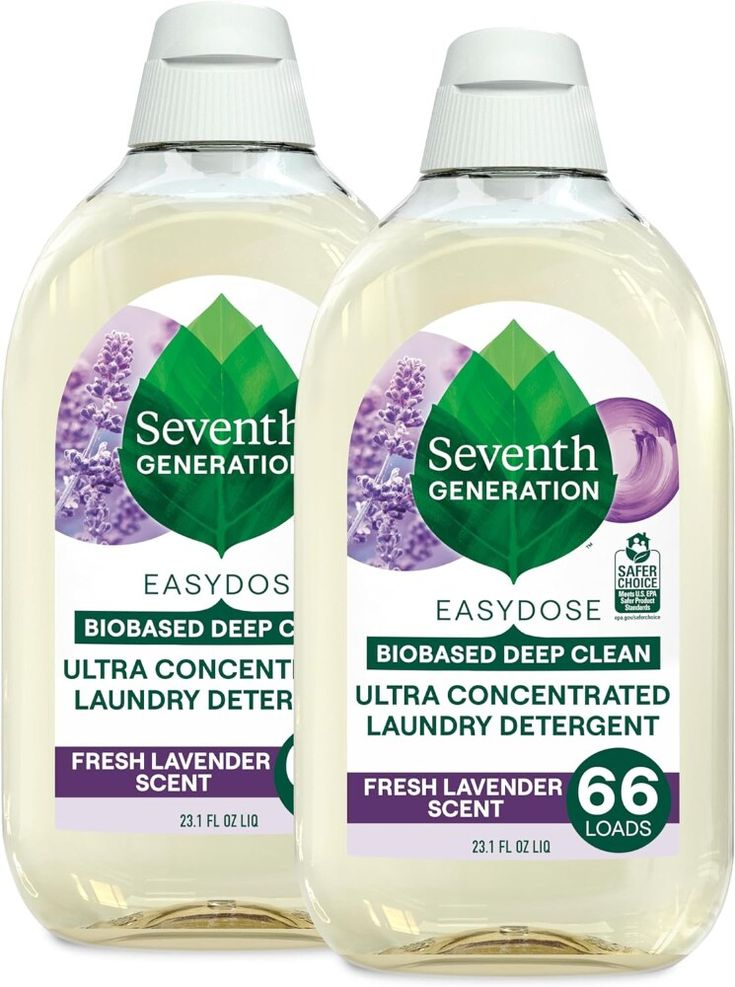 two bottles of seventh generation liquid on a white background