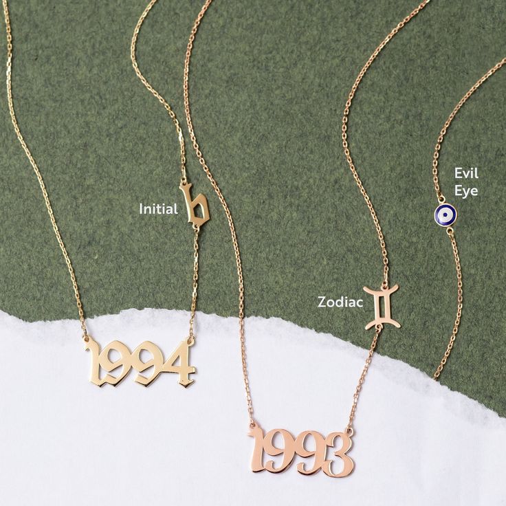 "14k Solid Gold Birth Year Necklace, Personalized Custom Date Number Necklace, Custom Year Birthstone Initial Necklace Gift for Her Women Men ► Adding a customized tiny bar at clasp may be a good idea: https://etsy.me/3cn9OQ5 Material: Solid Gold (real gold, no gold-filled or no gold plated material) Available Gold Karat: 14K (585) Available Gold Color: Yellow, rose, and white The height of the pendant: 10 mm You can customize the chain length from 16\" to 24\". The \"cable chain\" is used for t Gold Nameplate Necklace With Birthstone, 14k Gold Nameplate Necklace With Birthstone, 14k Gold Nameplate Jewelry With Birthstone, Yellow Gold Charm Necklace For Anniversary With May Birthstone, Symbolic Rose Gold Necklace For Anniversary, Gold Engraved Necklace For May Birthstone, Engraved Yellow Gold Jewelry For May Birthstone, Yellow Gold Necklace For Anniversary With May Birthstone, Spiritual 14k Gold Charm Necklace For Anniversary