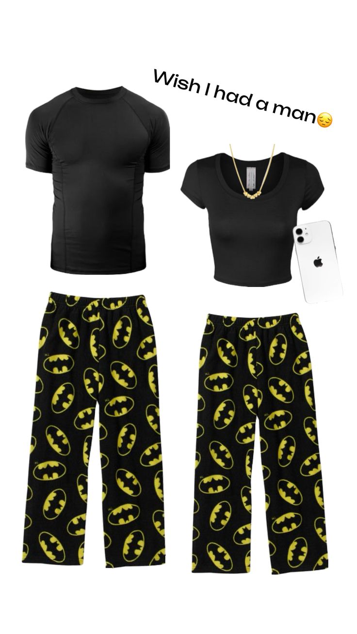 Matching Batman Pajamas, Christmas Bitmoji Outfits Couples, All Black Matching Couple Outfits, Couple Pjs Matching Aesthetic, Cute Matching Pjs For Couples, Cute Matching Outfits For Best Friends, Bf And Gf Matching Outfits, Cute Matching Outfits For Couples, Couple Pajamas Matching