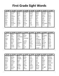 the first grade sight words worksheet is shown in black and white, which includes numbers