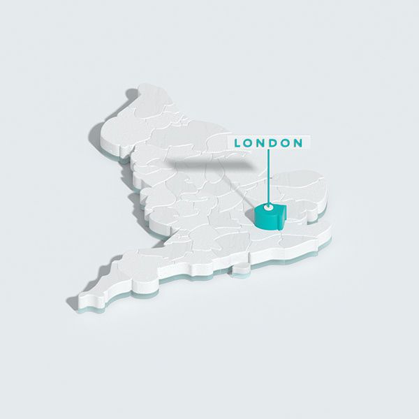 a map with the location of london and its capital on it's side, as well as an arrow