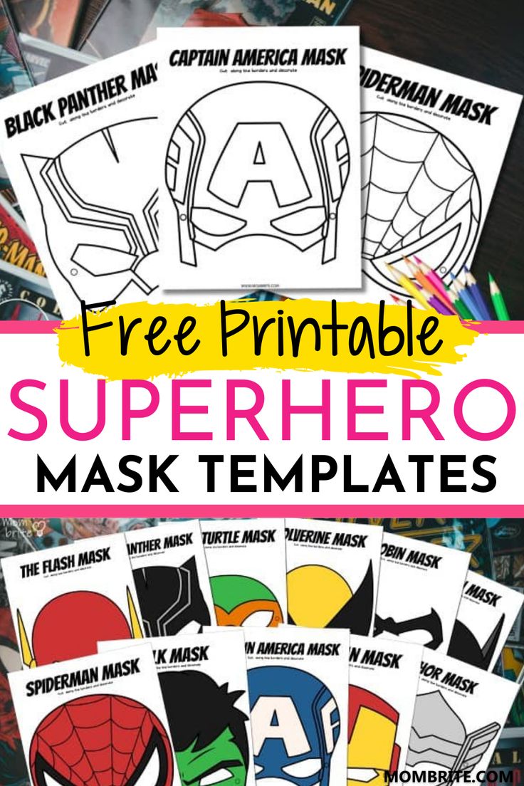 free printable superhero mask templates for kids to color and use on the table