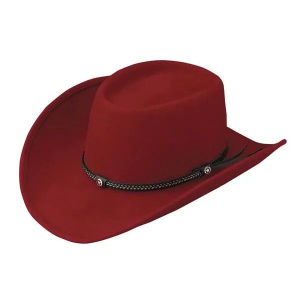 Outback Durango - Outdoorsman Hat - Hatcountry Adjustable Red Hat Bands For Winter, Red Wide Brim Felt Hat For Country Events, Red Country Style Hat, Red Fedora Hat For Country Events, Red Fedora For Country Events, Red Felt Hat With Curved Brim For Country Events, Adjustable Burgundy Felt Hat For Winter, Red Wide Brim Country Hat, Adjustable Flat Bill Red Hat