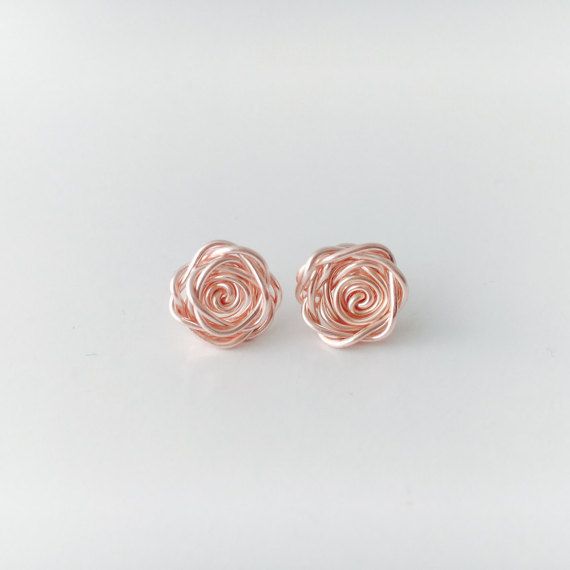 Rose Gold Earrings Rose Earrings Rose Studs Flower Rose Gold Earrings Studs Unique, Rose Earrings Gold, Cute Earrings Aesthetic Gold, Feminine Rose Gold Jewelry With Rose Design, Delicate Rose Gold Jewelry With Roses, Delicate Rose Gold Flower Earrings For Anniversary, Feminine Rose Gold Flower Earrings, Rose Gold Flower Earrings With Roses, Rose Gold Flower Earrings For Anniversary