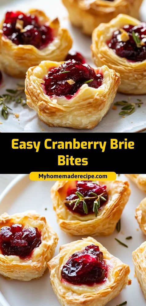 small cranberry brie bites on a white plate