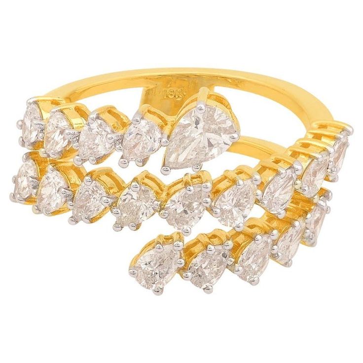 This ring has been meticulously crafted from 14-karat gold and set with 2.35 carats of sparkling diamonds. Available in Rose, Yellow and Yellow Gold The ring is a size 7 and may be resized to larger or smaller upon request. FOLLOW MEGHNA JEWELS storefront to view the latest collection & exclusive pieces. Meghna Jewels is proudly rated as a Top Seller on 1stDibs with 5 star customer reviews. All items manufactured by us are handmade and can be customized or redesigned. Composition Gross Weigh Diamond Wrap Ring, Gold Wrap Ring, Sapphire And Diamond Band, Contemporary Engagement Rings, Yellow Gold Diamond Ring, Gold Wrap, Modern Engagement Rings, Jewels Rings, Contemporary Ring