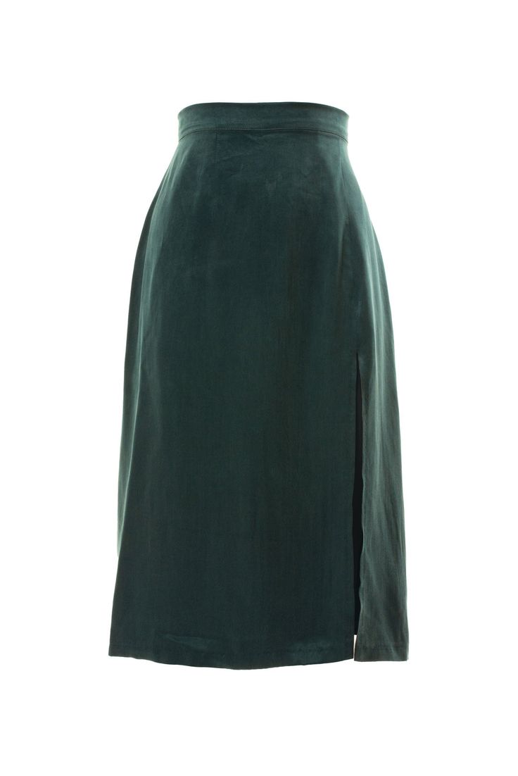 Venere skirt is cut from cupro-viscose and falls to a midi length. Designed to sit high on the waist, it has a figure-skimming fit with split sides for unrestricted movement. Style the set with strappy sandals and a clutch.Details Colors - Emerald, Ruby and Sapphire Concealed zip fastening along back Made in Romania 53% cupro and 47% viscose Machine wash Fitted Rayon Midi Bottoms, Relaxed Fit Skirt With Side Slits And Split Hem, Midi Length Viscose Lined Skirt, Fitted Midi-length Viscose Skirt, Chic Midi Length Viscose Skirt, Relaxed Knee-length Viscose Skirt, Chic Relaxed Skirt With Side Slits, Fitted Midi Length Rayon Skirt, Fitted Rayon Midi Skirt