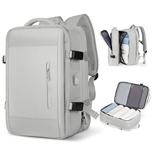 Large Travel Backpack Men,Carry On Backpack,Expandable Airline Airplane Flight Approved Weekender Backpack,Laptop Backpack,Waterproof 40l Business Travel Backpack Women,Overnight Backpack, Grey Beg Sekolah, Large Backpack Travel, Clothing Model, Computer Backpack, Student Backpacks, Model Beauty, Shoes Shop, Men's Backpack, Travel And Leisure