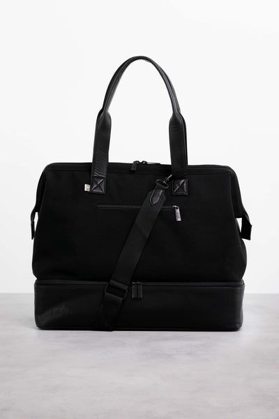 Black Weekender Bag | Béis Functional Duffle Bag With Removable Pouch For On-the-go, Practical Large Capacity Travel Accessories For On-the-go, Functional Diaper Bag With Luggage Sleeve, Functional On-the-go Diaper Bag With Luggage Sleeve, Functional Tote Travel Accessories With Removable Pouch, Functional Tote Luggage With Removable Pouch, Functional Travel Tote With Removable Pouch, Functional Travel Bag With Removable Pouch For Weekend Trips, Functional Tote Shoulder Bag For Overnight Trips