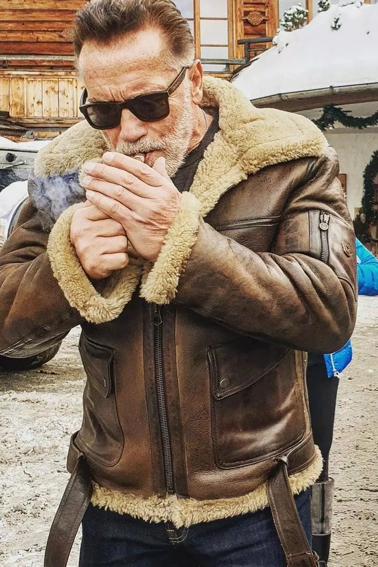 Men Arnold Schwarzenegger Winter Aviator RAF B6 Shearling Real Sheepskin Leather | eBay Winter Sheepskin Leather Jacket For Outdoor, Winter Outdoor Sheepskin Leather Jacket, Winter Aviator Shearling Fur Coat, Outdoor Leather Jacket With Faux Fur Lining, Shearling Aviator Fur Coat With Faux Fur Lining, Aviator Shearling Fur Coat With Faux Fur Lining, Leather Fur Coat With Fleece Lining For Cold Weather, Brown Shearling Fur Coat With Fleece Lining, Brown Rugged Sheepskin Leather Jacket