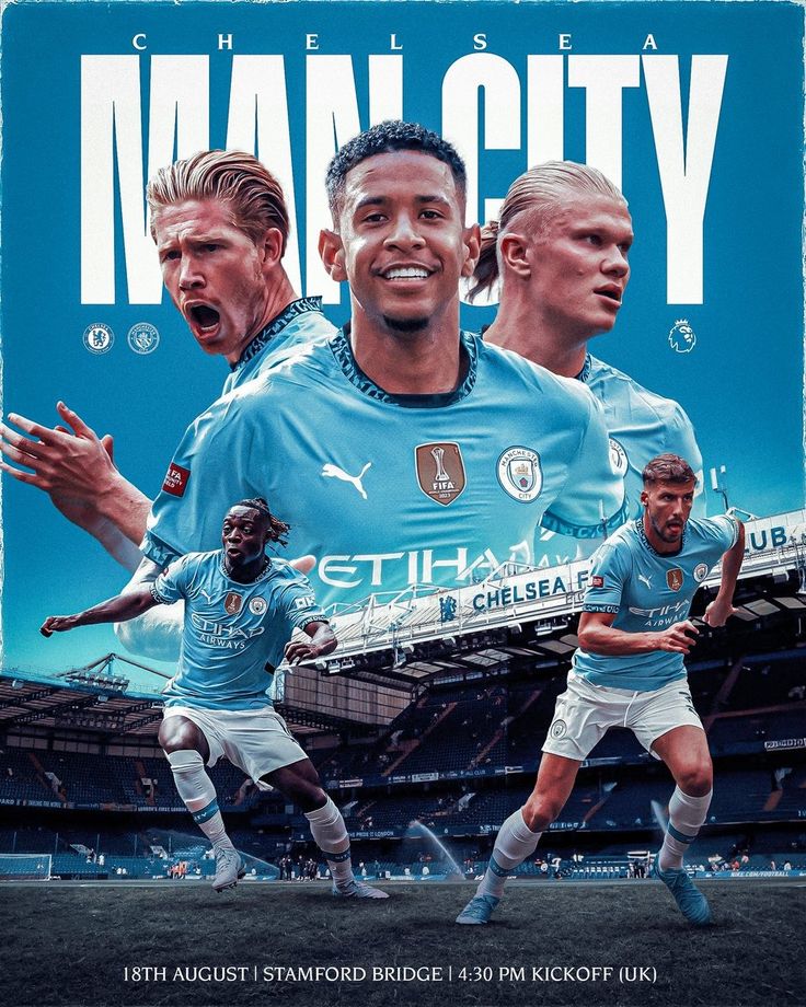 an advertisement for the manchester city soccer team