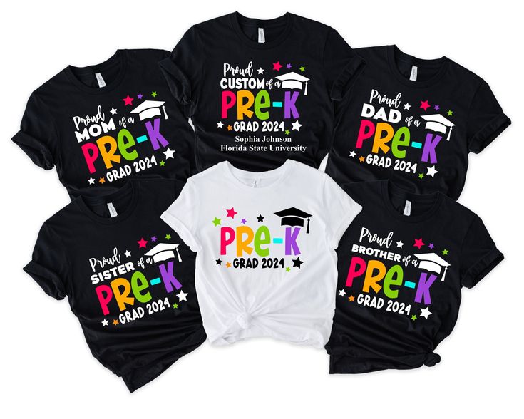 Personalized Preschool Grad 2024 Shirt,Proud Pre-K Family Shirt,Custom 2024 Pre-K Family Shirt,Preschool Graduation Shirt,Proud Family Shirt * High quality and super soft, comfortable shirt. Made with top-of-the-line vinyl and pressed with a professional grade heat press. * Please check all color and size charts before place the order. Since all shirts are custom made based on your selection, I don't accept return or exchange unless there is an issue with your order. *We're working with differen Pre-shrunk Black Shirt For School Events, Black Short Sleeve Tops For School Events, Black Cotton Shirt For School Events, Black Graphic Shirt For School Events, Black Graphic Print Shirt For School Events, School Spirit Cotton Tops For Graduation, Black Shirt For End Of School Year Events, Black School Spirit Tops For School Events, Cotton Tops For Graduation With School Spirit