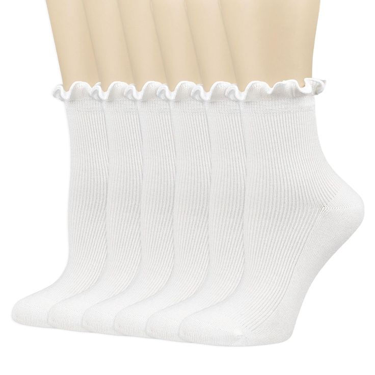 PRICES MAY VARY. High quality combed cotton:Women's cotton socks are made of 64% combed cotton with double needle technology, making women socks softer and more breathable. One size 5-9: Women's Ruffle socks are suitable for most US women's shoe sizes 5-9. Women's cotton socks have enough elasticity to wrap around your ankles. Ruffle cuffs:Frilly socks for women are designed with ruffle cuffs,cute and sweet.The rubber band cuffs prevent them from slipping off easily and provide a perfect fit. Ea Casual Elastic Knee-high Socks For Spring, Solid Casual Socks, Stretch White Socks With Ruffles, White Stretch Socks With Ruffles, Cotton Knee-high Socks For Spring, Solid Cotton Knee-high Socks For Spring, Comfortable Cotton Knee-high Socks For Spring, Casual Fitted Ruffle Socks, Casual Ruffled Fitted Socks