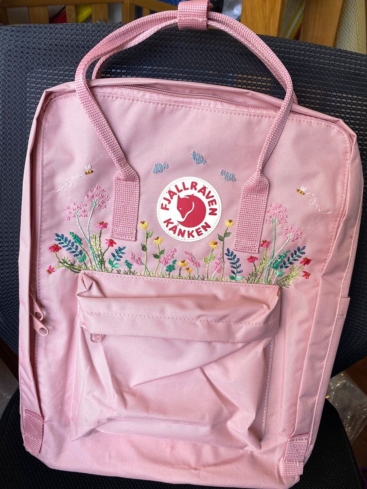 "Welcome to my store and choose the perfect hand-embroidered fjallraven kanken backpack   Version & Size + Medium size: 38x27x13cm  + Big size: 42x32x13cm  - Product price includes: hand-embroidered fjallraven kanken backpack and design as shown in the picture - I can make fjallraven kanken backpack hand embroidery patterns according to your ideas - fjallraven kanken backpack will be hand embroidered with thread that won't fade when washed - fjallraven kanken backpack has a small front compartme