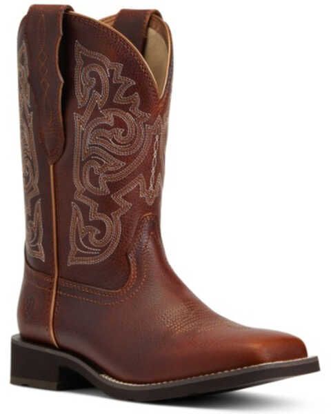 Ariat Women's Quickdraw Legacy Western Boots - Wide Square Toe | Boot Barn Brown Square Toe Work Boots With Reinforced Heel, Brown Square Toe Work Boots With Leather Sole, Brown Work Boots With Reinforced Heel And Square Toe, Brown Work Boots With Leather Sole And Square Toe, Western Work Boots With Reinforced Heel, Womens Cowgirl Boots, Boot Barn, Wide Boots, Funny Coffee Mugs