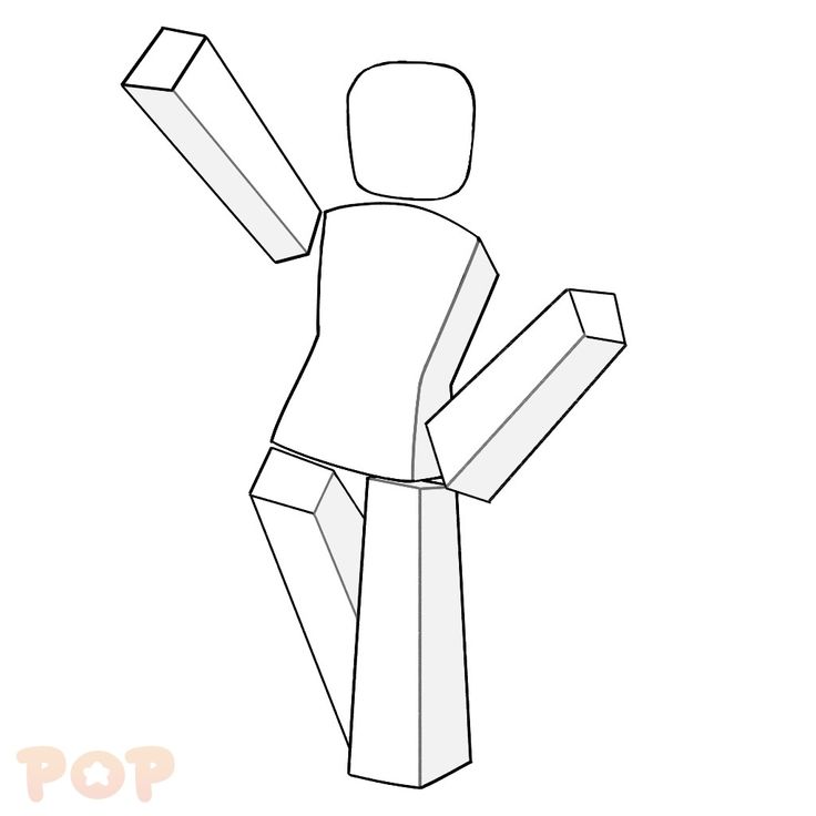 an outline of a person holding a block in one hand and a box in the other