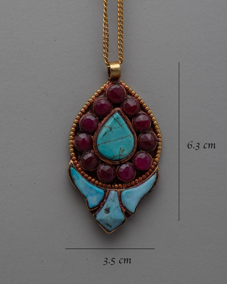 Turquoise, Ruby Gemstone Pendant Disclaimer: Please note that the locket you've ordered does not include the chain/necklace. However, we have some special chain/necklace available to complement your locket perfectly. If you're interested in our chain/necklace options, please don't hesitate to send us a message for more details. Thank you for choosing us! About Our Product Presenting the Ruby Gemstone Pendant, a stunningly made item that epitomizes grace and masterful artisanal craftsmanship. Thi Round Pendant Necklace For Jewelry Making, Temple Jewelry Necklaces With Natural Stones As Gifts, Temple Jewelry Necklaces With Natural Stones For Gift, Traditional Teardrop Pendant Jewelry Gift, Handmade Teardrop Temple Jewelry, Temple Jewelry Gemstone Round Pendant Necklace, Temple Jewelry Necklace With Round Gemstone Pendant, Temple Jewelry Pendant With Stones, Temple Jewelry Gemstone Pendant Necklace