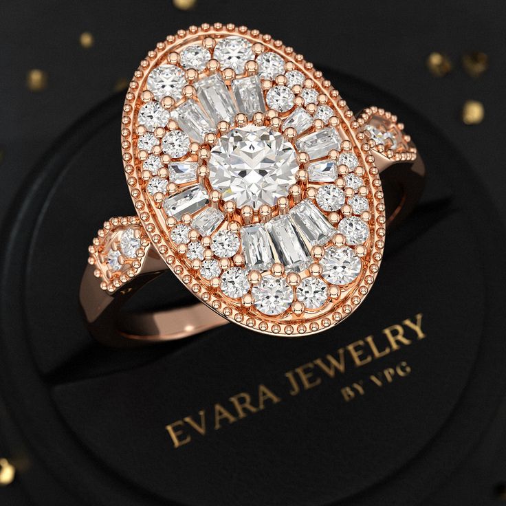 Enchant her this Thanksgiving with the captivating Oval Vintage Diamond Mosaic Ring. Featuring a dazzling CVD diamond, this Art Deco-inspired wedding ring exudes vintage charm and elegance. Perfect for proposals, anniversaries, or as a beautiful Thanksgiving gift, this handmade piece showcases fine craftsmanship. A timeless treasure, this ring will elevate any special occasion with its unique, sparkling design. 𝐅𝐞𝐚𝐭𝐮𝐫𝐞𝐬:• 𝐌𝐚𝐝𝐞 𝐭𝐨 𝐎𝐫𝐝𝐞𝐫• 𝐌𝐞𝐭𝐚𝐥: 𝟏𝟒𝐊 𝐆𝐨𝐥𝐝 | 𝟏𝟖𝐊 𝐆? Luxury Oval Rose Gold Diamond Ring, Luxury Rose Gold Cluster Ring For Weddings, Marquise Halo Design Ring For Wedding Anniversary, Luxury Rose Gold Diamond Halo Ring, Classic Rose Gold Cluster Ring With Diamond Cut, Luxury Oval Cluster Ring In Rose Gold, Luxury Cluster Ring In Rose Gold With Round Cut, Rose Gold Diamond Ring With Rose Cut Baguette, Luxury Cluster Ring With Center Stone In Rose Gold