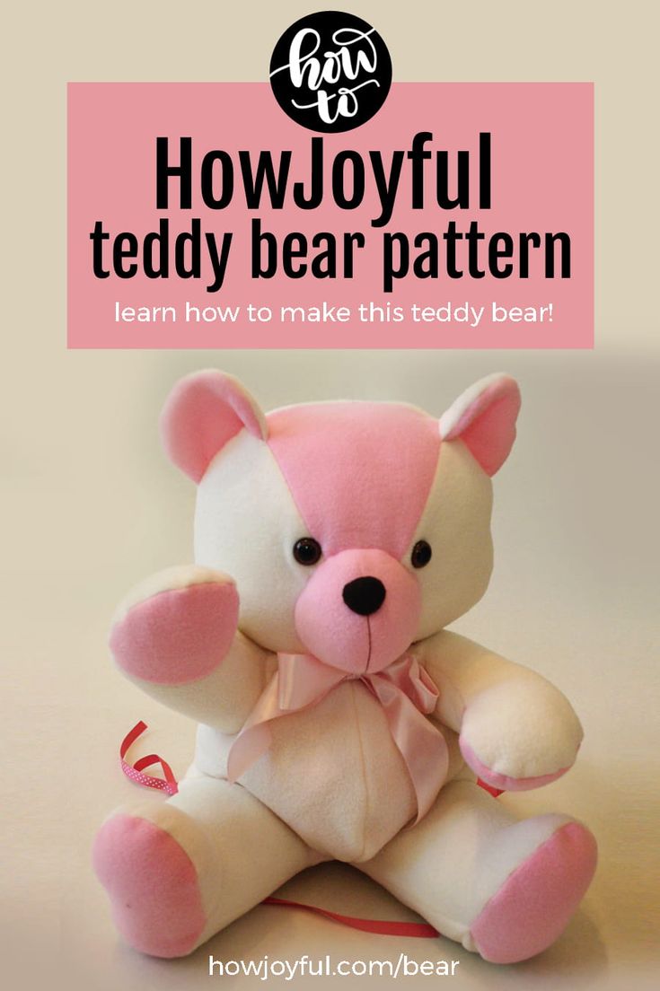 a pink and white teddy bear with the words how joyful teddy bear pattern