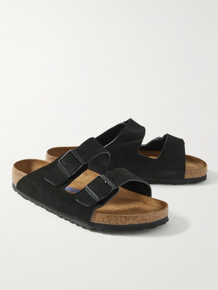 A cult classic, Birkenstock's signature 'Arizona' sandals are designed with comfort in mind. They've been made in Germany from suede with tonal buckled straps and contoured footbeds. Slip yours on with everything from loungewear to jeans. Birkenstock Collection, Birkenstock Arizona Black, Sandals For Men, Winter Adventure, Birkenstock Arizona, Birkenstock Shoes, Suede Sandals, Outdoor Wear, Mens Sandals