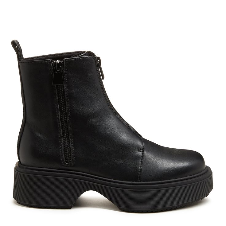 Take your style to the next level with the Rocket Dog Blaze Black Zipper Chelsea Boot. This slip-on platform boot features a black faux leather upper, front and side zipper closure for easy wear, and a chunky rubber platform sole. Get ready to rock your edgy and sleek look with this statement-making boot. Shop now! ✨ Product: Rocket Dog women's boot Style: Slip on platform Chelsea boot Upper: Black faux leather Lining: Microfiber Midsole: Plush Foam Comfort Insole Sole: Rubber platform Heel heig