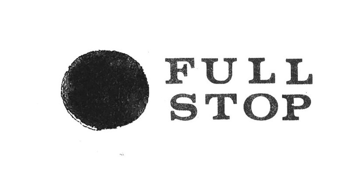 the words full stop are written in black ink on a white background with a circle