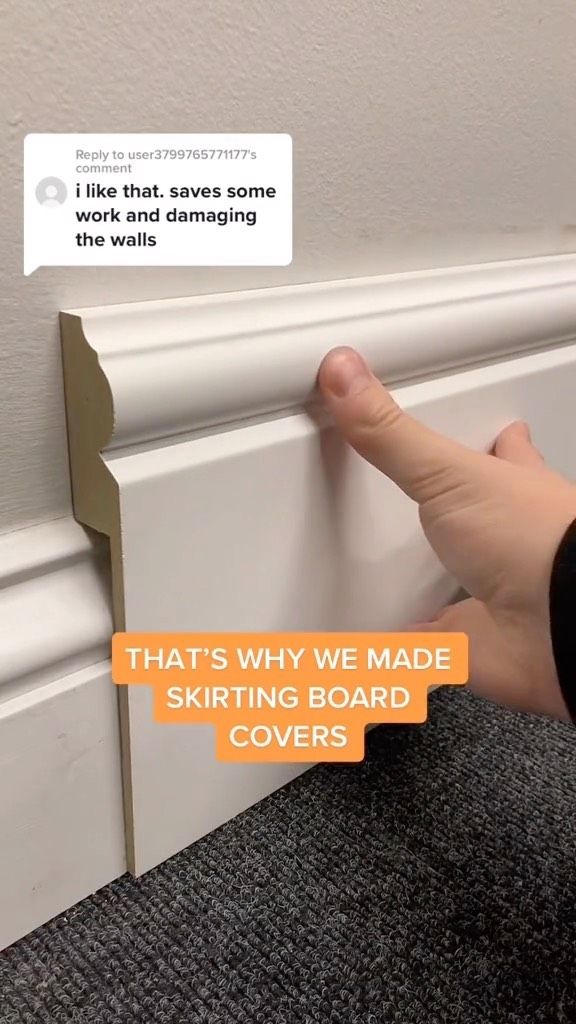 someone is trying to fix the skirting board on their bed room wall, and it's funny