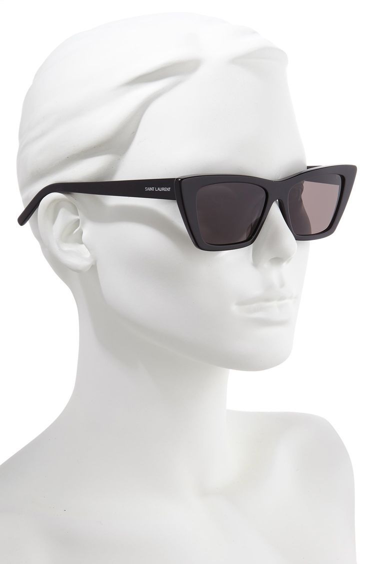 Cat eye sunglasses with a sharp, angular look are fitted with lightweight nylon lenses for a bold style that's also super wearable. Style Name:Saint Laurent 53mm Cat Eye Sunglasses. Style Number: 5759367. Ysl Sunglasses, Chic Sunglasses, Saint Laurent Sunglasses, نظارات شمسية, Sunglasses Style, Rectangular Sunglasses, Rectangle Sunglasses, Bold Fashion, Polarized Sunglasses