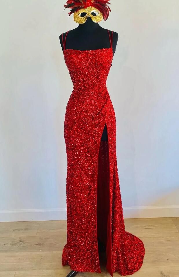 Custom Prom Dress, Sequin Evening Dresses, Red Prom, Red Sequin, Long Sleeve Wedding, Cheap Prom Dresses, Red Prom Dress, Satin Material, Wedding Dress Long Sleeve