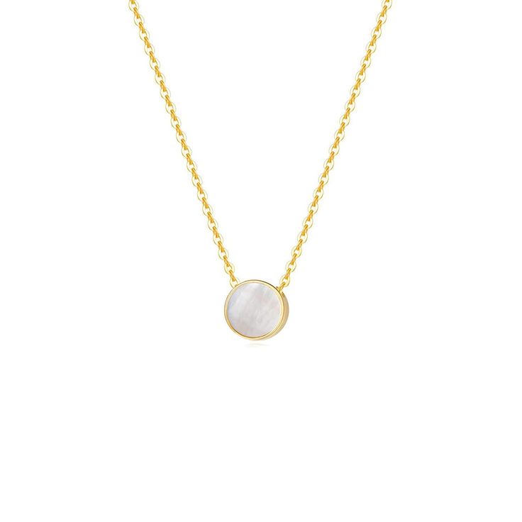 14K Yellow Gold Mother Of Pearl Necklace, Tiny Dot Disc 10mm White Round Pearl Necklace In Minimalist Style, Minimalist White Round Pearl Necklace, Elegant Birthstone Necklaces For Healing, Timeless White Gemstone Necklace, Elegant Birthstone Necklace For Healing, Minimalist White Round Necklace, White Gemstone Pearl Necklace In Dainty Style, White Dainty Pearl Necklace With Gemstone, Modern White Pearl Necklace For Gift