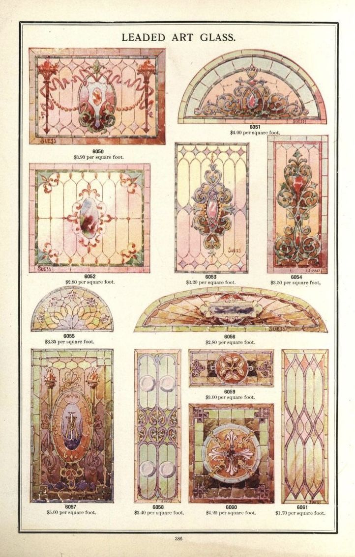 an old book with many different stained glass designs