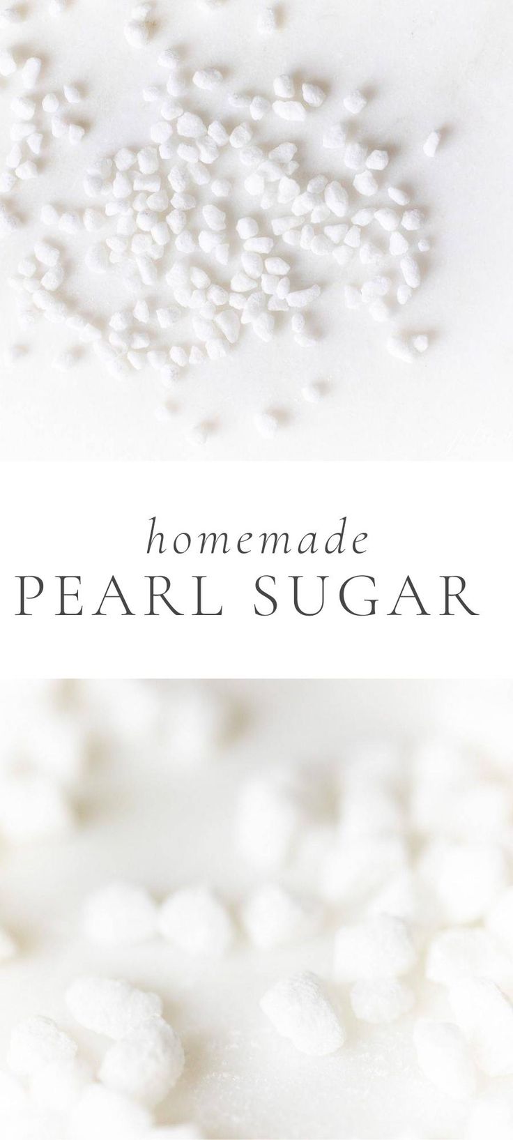 the words homemade pearl sugar are in front of a white background with lots of small beads