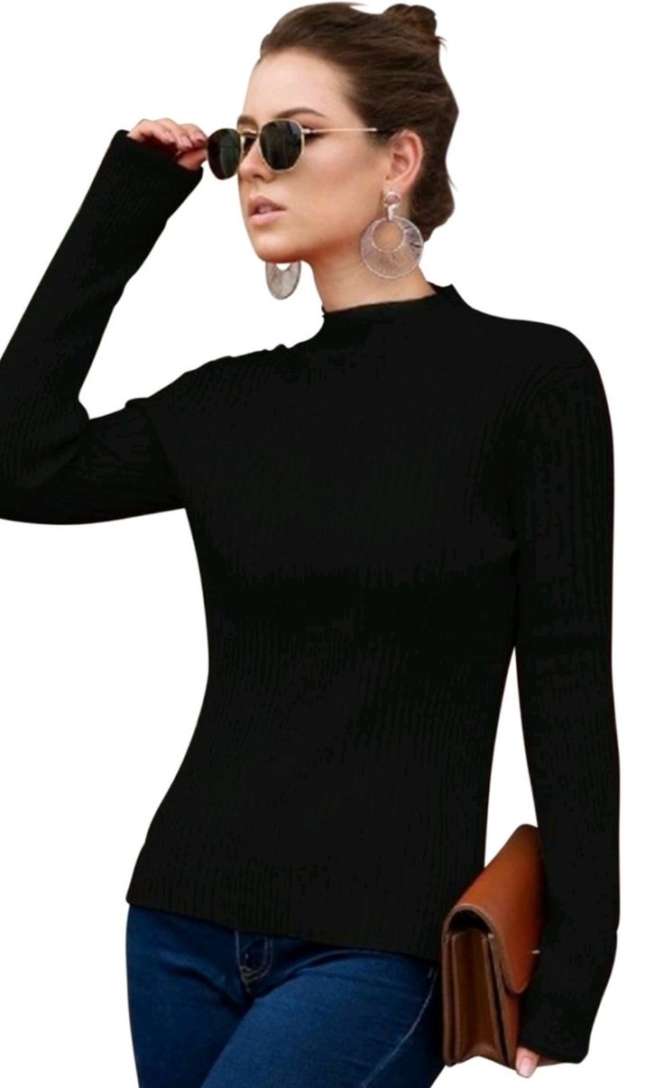 Rib-knit construction adds subtle texture to this lightweight fitted sweater. You'll not only look slim, you'll be fabulous and warm on a night when a bulky sweater just won't do. High Stretch Sweater For Fall, High Stretch Fall Sweater, High Stretch Solid Color Sweater For Fall, Elegant Solid Color Ribbed Sweater, Elegant Turtleneck Knit Top With Ribbed Neckline, Elegant Ribbed Stretch Sweater, Elegant Stretch Ribbed Knit Top, Fitted Solid Color Sweater For Fall, Fitted Solid Color Fall Sweater