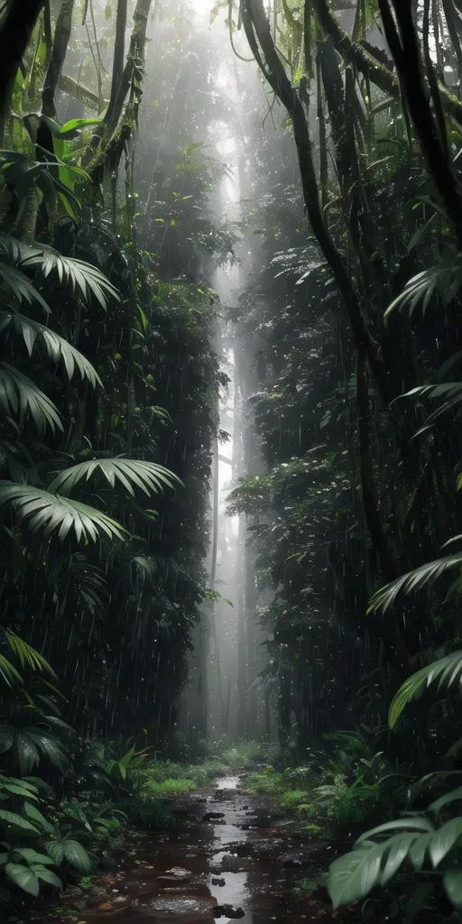 a path in the middle of a forest with lots of trees and plants on both sides