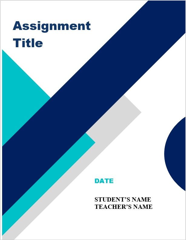 a blue and white book cover with the words,'assignment title date student's name teacher's name