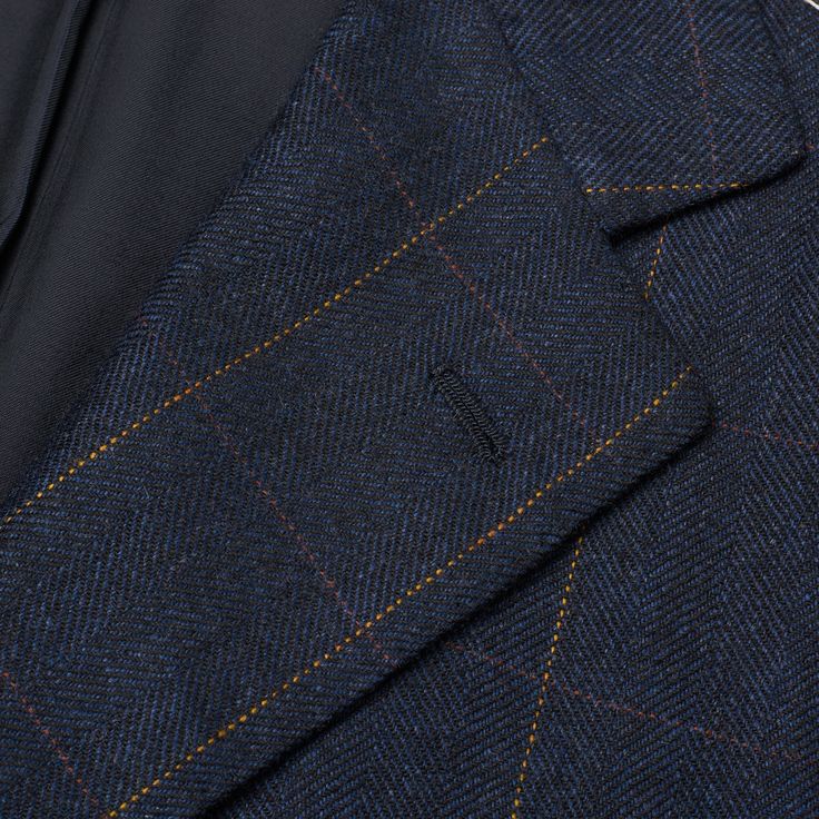 NEW EU Size: 48 US Size: 38 Color: Blue Windowpane R7 Drop - Regular Fit 100% Cashmere Three Button Closure Fully Lined Working Sleeve Buttonholes Double Vented Flap Pocket Notch Lapel Made in Italy Measurements Shoulder (seam to seam):18.5" Jacket Length: 30" Sleeve Length (top of the shoulder seam to the edge of the vented side of the sleeve): 25" Chest (pit to pit): 40" Waist: 37" This product is located in our EU warehouse. Bespoke Tailored Wool Outerwear, Bespoke Wool Blazer For Fall, Bespoke Long Sleeve Outerwear For Work, Blue Suit Collar Outerwear For Fall, Blue Single Breasted Outerwear For Business, Designer Winter Suit With Hidden Button Closure, Blue Outerwear With Hidden Button Closure For Winter, Blue Winter Outerwear With Hidden Button Closure, Designer Suits With Hidden Button Closure For Winter