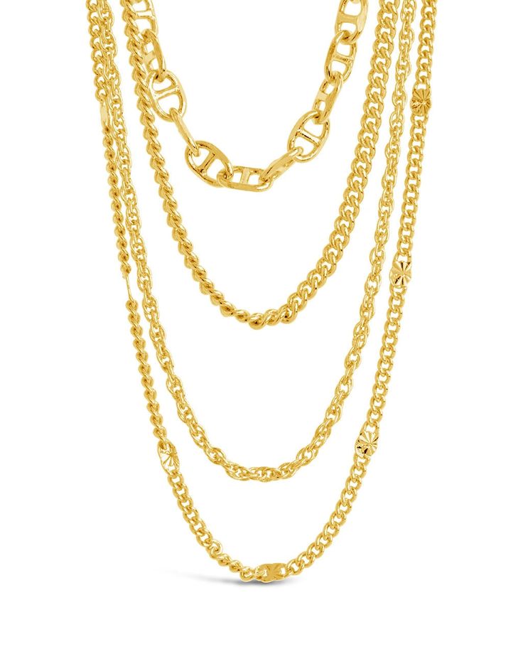 Lulu Layered Necklace Necklace Sterling Forever Gold Trendy Multi-strand Gold Chain Necklace, Trendy Gold-tone Necklace With Chain Strap, Stylish Chain Link Necklace With Adjustable Chain, Metal Double Chain Necklace, Bold Necklace For Party, Gold-tone Party Necklace, Trendy Gold-tone Layered Chain Necklace, Multi-strand Chunky Chain Necklace, Luxury Gold Link Rope Chain Necklace